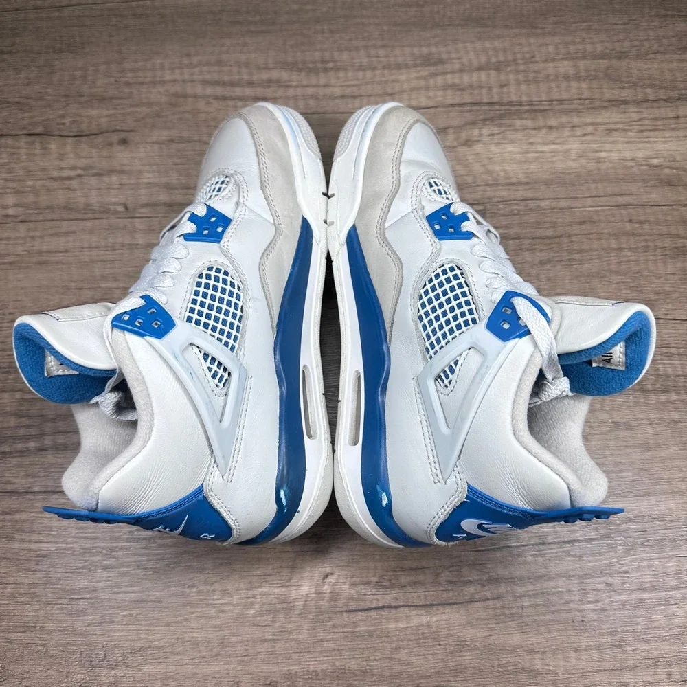 Nike~Boy's~Air Jordan 4 Retro GS Military Blue Basketball Sneakers~Size 4.5Y